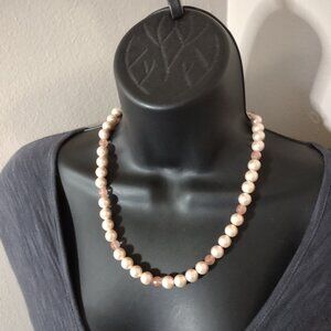 20 Inch Pretty Pink Bead Necklace With Gold Filled Clasp